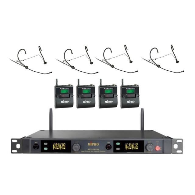 【MIPRO】ACT-5814A 配4頭戴式麥克風(5GHz數位四頻道無線麥克風)