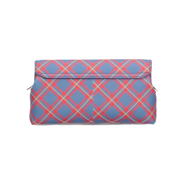 【Vivienne Westwood】女款 Pouch Mini 格紋斜背包(藍色/橘色)