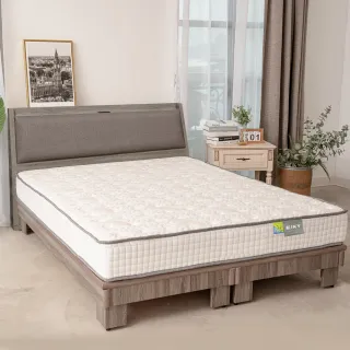 【KIKY】延禧-貓抓皮附插座靠枕床組 雙人5尺(床頭片+高腳六分床底)