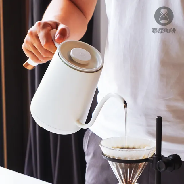 【TIMEMORE 泰摩】泰摩咖啡 魚SMART溫控手沖壺 600ml-白色細嘴(溫控壺 快煮壺 熱水壺 控溫壺)