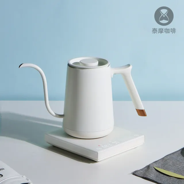 【TIMEMORE 泰摩】泰摩咖啡 魚SMART溫控手沖壺 600ml-白色細嘴(溫控壺 快煮壺 熱水壺 控溫壺)