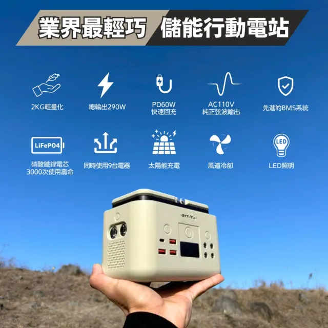 【emirai】EMR310儲能小瓦力！只有手掌大的200W行動電站(200W/62500mAh)