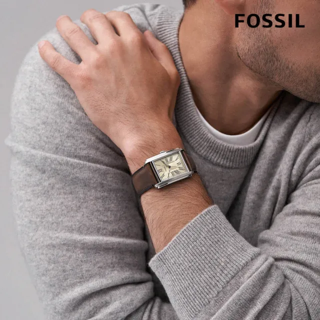 【FOSSIL】Carraway系列 復古羅馬數字手錶 皮革錶帶 30MM (多色可選)