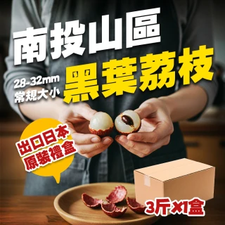 【果樹寶石】南投草屯山坡28-32mm黑葉荔枝3斤x1箱(銷日等級 去枝葉 冷藏配送)