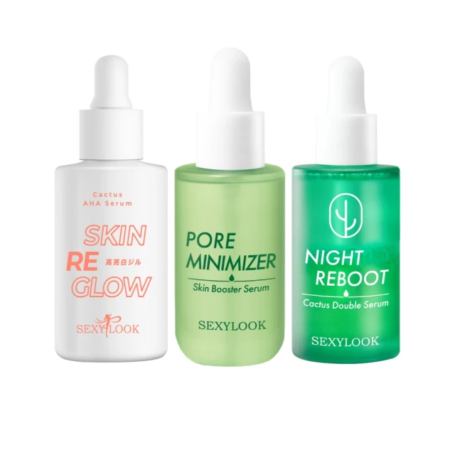 【SEXYLOOK 西西露】綠番茄毛孔緊緻水光精華35ml/仙人掌發光雙精萃30ml/果酸亮白精華30ml