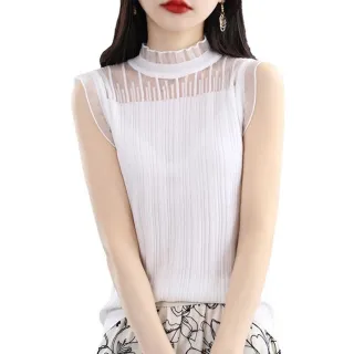 【巴黎精品】現貨 限搶!針織背心無袖毛衣(木耳邊蕾絲拼接鏤空女上衣3色a1hw39 2G)