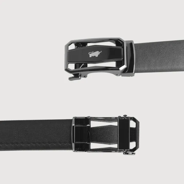 【BRAUN BUFFEL 德國小金牛】時尚紳士 鏤空自動扣皮帶-鎗色(BF25S-WEG21042-SGU) 送禮推薦