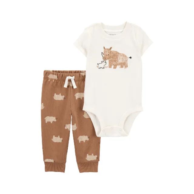 【Carter’s官方授權】嬰兒夏日短袖2件組套裝（包屁衣/長褲）－多款任選(原廠公司貨 童裝 嬰兒裝)