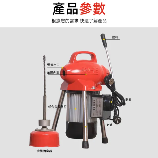 30.5米電動管道疏通器通下水道疏通機(轉速高/動力足/低噪音)