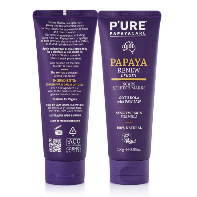 【澳洲 Pure Papayacare】木瓜無痕滋養霜(2入組  100g / 條)