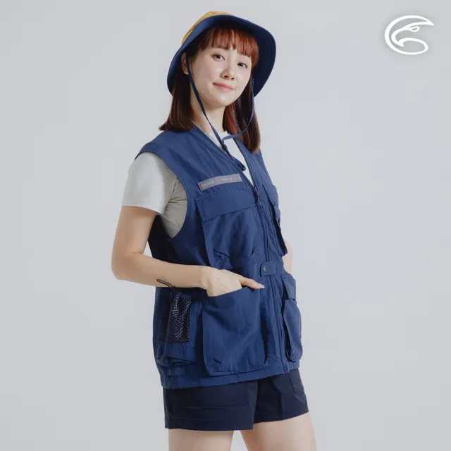【ADISI】中性單向導濕環保紗速乾超撥水多口袋背心 AV2411056 午夜藍(工裝感 吸濕 排汗 快乾 防潑水 撥水)