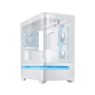 【ASUS 華碩】Prime AP202 ARGB White Edition 曲面全景玻璃電腦機殼 白色(PRIME-AP202-ARGB-WHITE-TG)