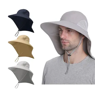 【kingkong】大帽簷網紗透氣披風帽 抗UV防曬漁夫帽 遮陽帽 釣魚帽