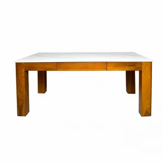 【SCANTEAK 詩肯柚木】STEIN 實心柚木陶瓷大茶几(110CM)