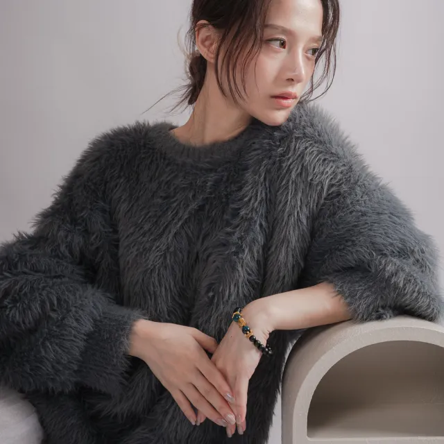 【天天水晶 TINGTING】彩虎眼 x 黑曜石 祥獅 皇冠 設計款水晶手鍊辟邪招財運A080016