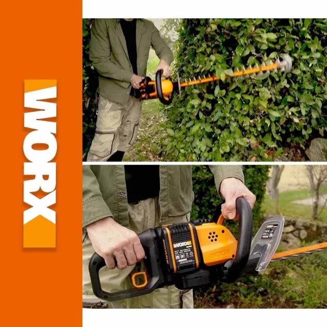 【WORX 威克士】40V 60cm 鋰電篱笆機 WG284E(修籬機 籬笆機 樹籬機 割草機 籬笆剪)