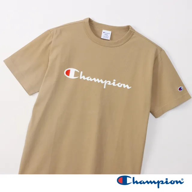 【Champion】官方直營 男款-BASIC 大LOGO印花素面短袖TEE-摩卡色(C3-X353-782)