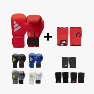 【adidas 愛迪達】SPEED 50 速度型耐擊打拳擊手套+快速手綁帶超值組(拳擊 泰拳 格鬥 搏擊 拳套 健身 有氧)