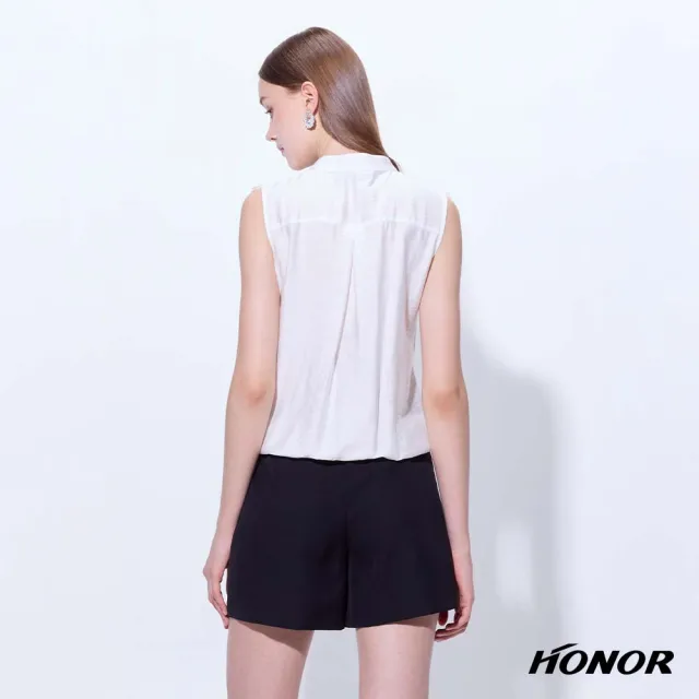 【HONOR 山形屋】出清品 立領層次蕾絲荷葉無袖上衣-白(限定出清)