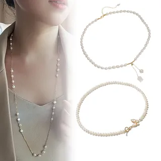 【赫本珠寶】精選天然珍珠項鍊｜毛衣練｜鎖骨練(任選多款氣質組)