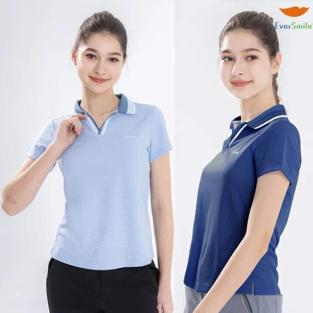 【EverSmile 幸福台灣】女吸排V領POLO衫(吸濕排汗、速乾不黏、鳥眼透氣、V領、彈性、機能衣)