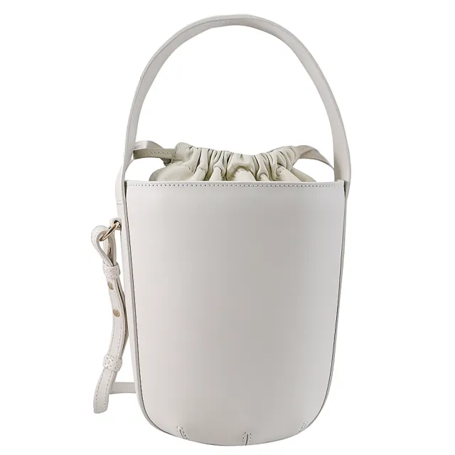 【Chloe’ 蔻依】Sense Bucket 簡約LOGO小牛皮束口手提水桶包兩用包(白)