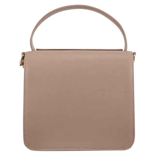 【Chloe’ 蔻依】Penelope 金屬釦LOGO小牛皮翻蓋鏈包兩用包(淺褐)
