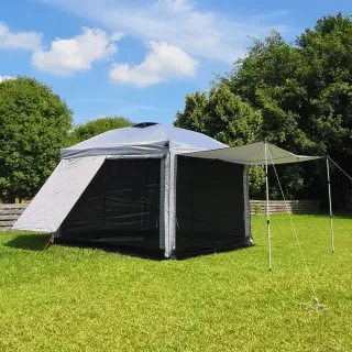 【LIFECODE】速搭黑膠客廳帳篷-大全配/炊事帳-多色可選(客廳帳+雙層圍布*4)