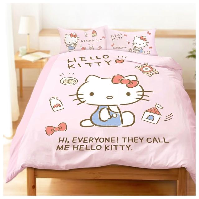 【享夢城堡】雙人冬夏兩用被套6x7－HELLO KITTY 愛屋集趣-粉/三麗鷗MIT卡通