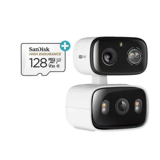 (128記憶卡組)【TP-Link】雙鏡頭2K300萬畫素室內/室外 固定+旋轉 無線網路Wi-Fi監視器支援512GB(C246D
