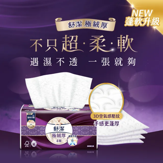 【Kleenex 舒潔】頂級四層極絨厚抽取衛生紙 60抽x48包(四層衛生紙)