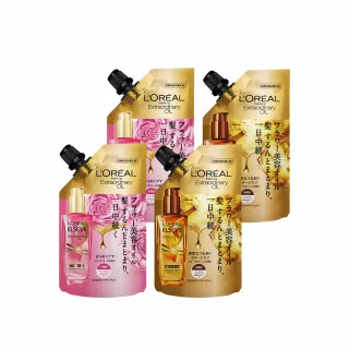 【LOREAL Paris 巴黎萊雅】全新升級 金緻護髮精油 玫瑰版/棕色版補充包_90ml 4入組