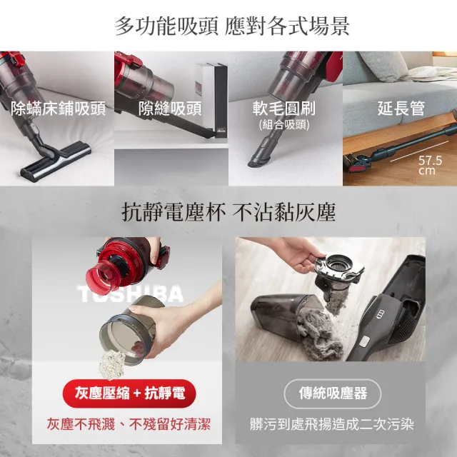 【TOSHIBA 東芝】雙滾刷真吸淨無線吸塵器(VC-CL3000XA)
