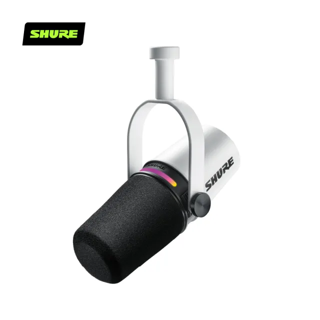 【SHURE】MV7+ Podcast USB/XLR雙輸出動圈麥克風-白(鍵寧公司貨) + Minoya加熱破壁萃取料理機