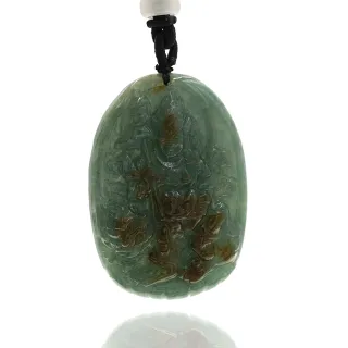 【喜緣玉品】天然黃翡翠寶傘黃財神玉珮(直)
