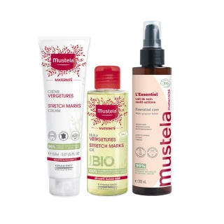 【Mustela 慕之恬廊】慕之孕 孕期保養1霜2油3撫紋(孕膚霜150ml+孕膚油105ml+有機撫紋緊緻菁華乳200ml)