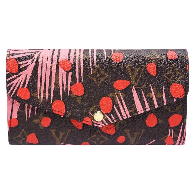 LV LOUIS VUITTON路易威登 M42576 經典 Monogram 帆布 Jungle 圖騰 Sarah 金釦長夾