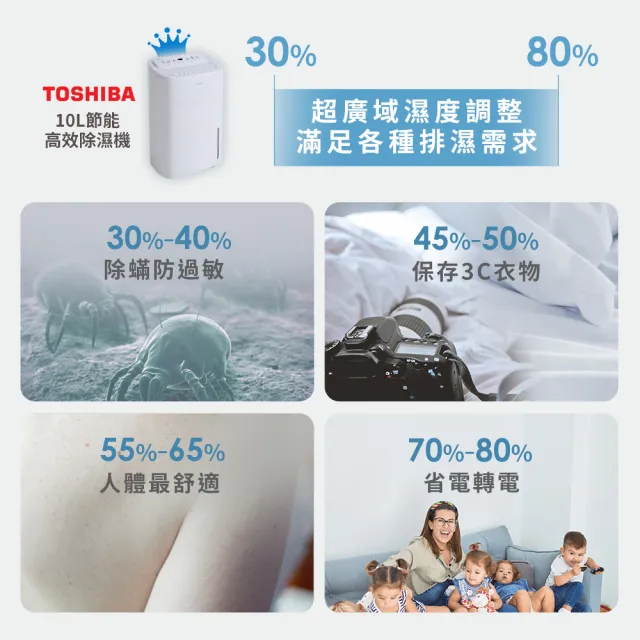 TOSHIBA 東芝】10L一級能效高效型節能除濕機(RAD-B100T-W