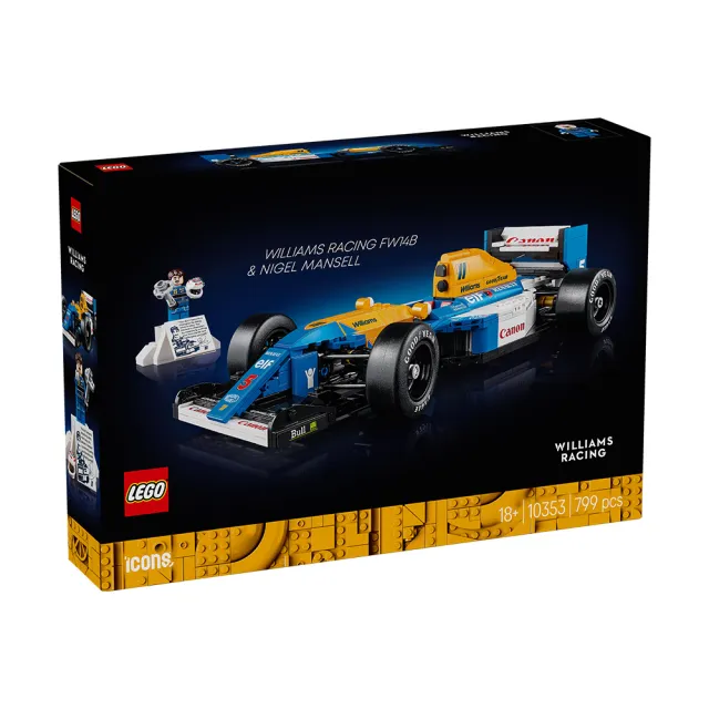 【LEGO 樂高】Icons 10353 威廉斯車隊 FW14B ＆ 奈傑爾·曼塞爾(跑車模型 居家擺設 玩具模型)