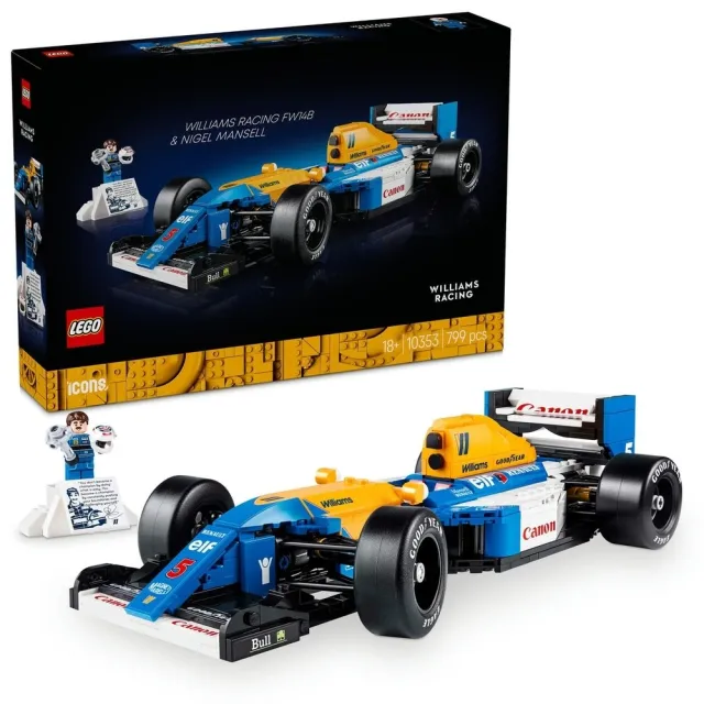 【LEGO 樂高】Icons 10353 威廉斯車隊 FW14B & 奈傑爾·曼塞爾(跑車模型 居家擺設 玩具模型)