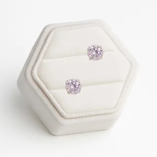 【耀眼美人】超閃耀一克拉淺紫星韻莫桑鑽耳環鈦閃耀/鈦鋼耳環後鎖式(八心八箭/莫桑鑽耳環/雙12)