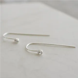 【BLUMA】925純銀簡約垂墜長耳勾 螢火蟲純銀耳環(輕奢白鋯石 女生禮物 銀飾飾品禮盒 情人 