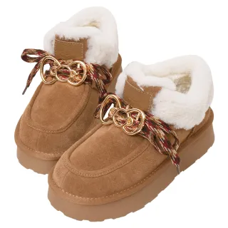 【Ann’S】Ann’S X Sanrio三麗鷗 HELLO KITTY 聯名 波希翻毛多穿防潑水鍍膜麂皮短筒雪靴4cm(棕)