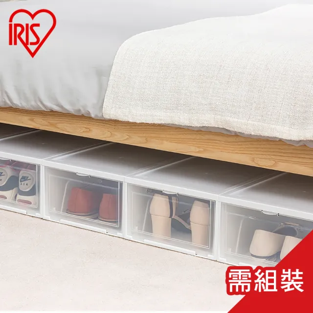 【IRIS】透明收納鞋盒6入 NSB340(可疊加/掀蓋式/收納鞋盒/鞋類/收納/組裝)