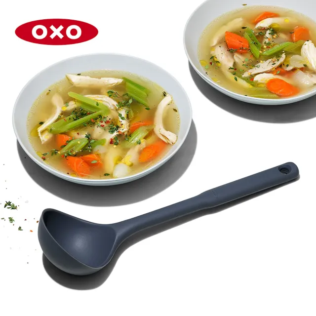 【美國OXO】全矽膠長柄湯杓 湯勺 湯匙(適用不沾鍋鑄鐵鍋  耐熱270度)