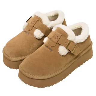 【Ann’S】Ann’S X Sanrio三麗鷗 HELLO KITTY 聯名 暖足!羊羔毛防潑水鍍膜麂皮真皮厚底雪靴3.5cm(棕)