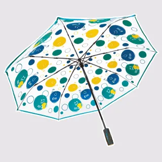 【hahababy】藍綠點點透明折疊雨傘(富雨洋傘聯名款/MIT製作)