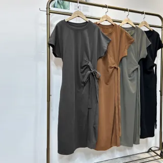 【MYDRESS】momo獨家限定-溫柔側綁帶圓領洋裝