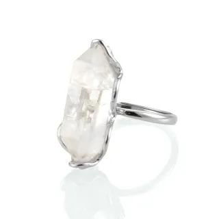 【Woogie武吉珠寶】赫基蒙閃靈鑽戒指(雙尖原礦銀邊)