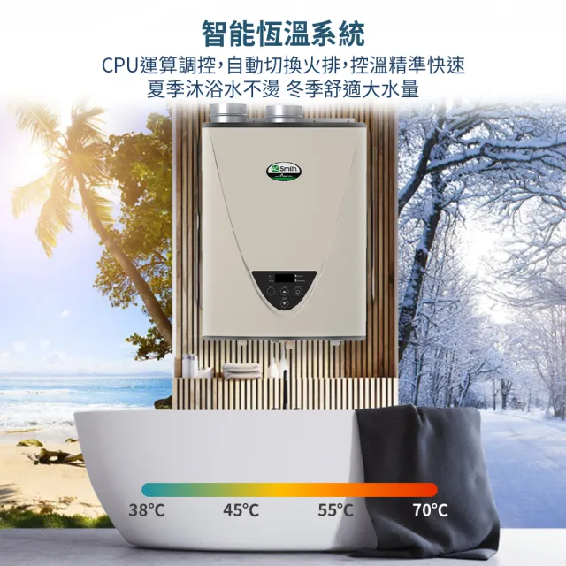 【A.O.Smith】AO史密斯 32L智慧變頻恆溫強排瓦斯熱水器(ATI-540H NG1/FF式 適用天然氣)